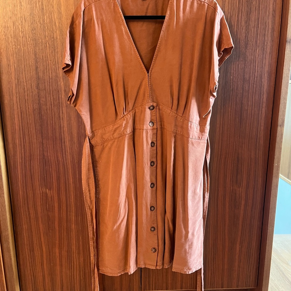 Quince Terracotta V-Neck Dress